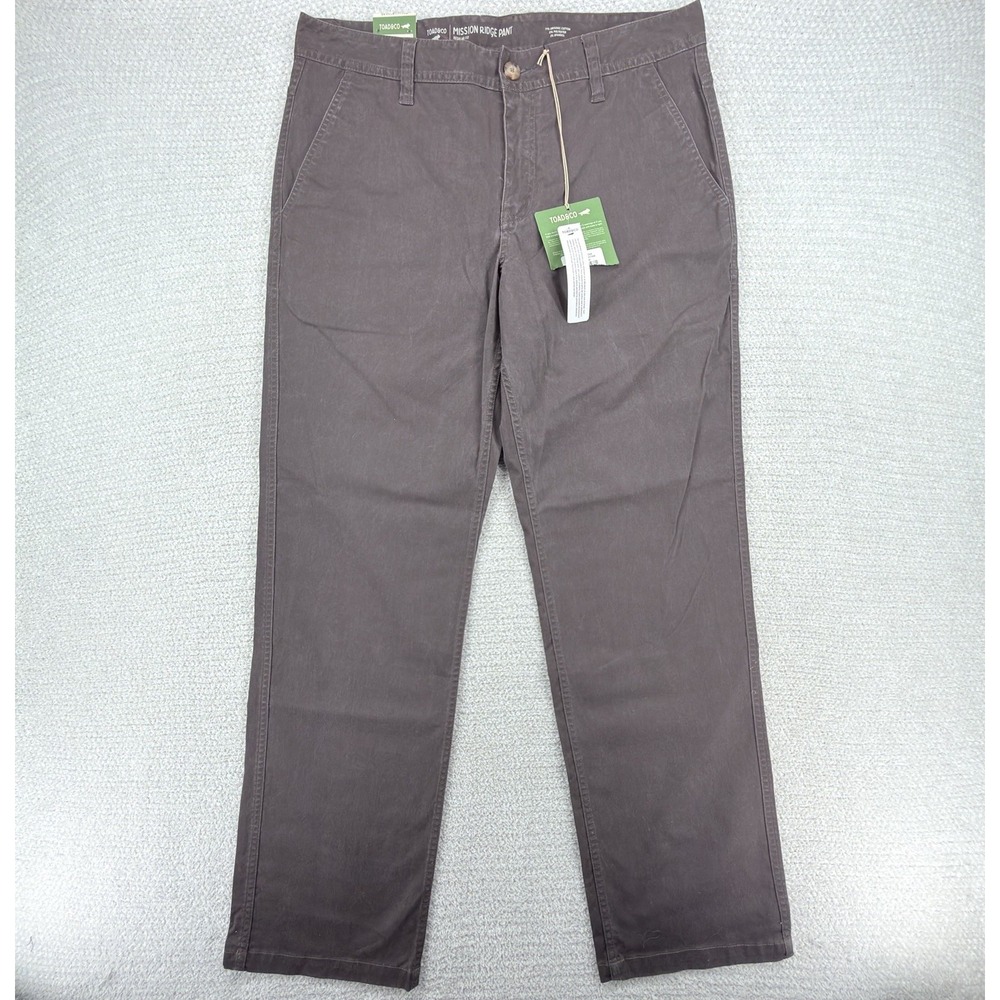 NWT Toad&Co Mission Ridge Pants 34x32 Organic Cotton Stretch Brown Regular Fit